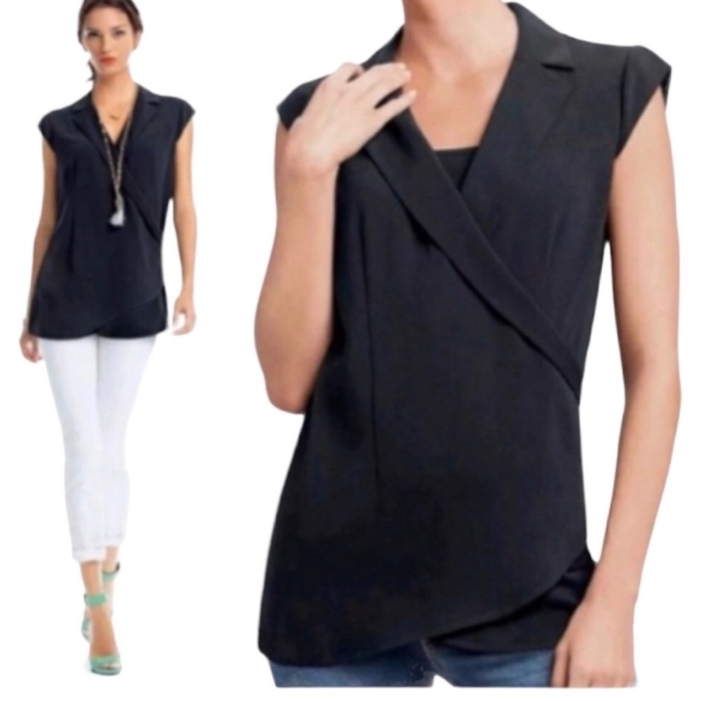 CAbi Origami Faux Crossover Wrap Tunic Top